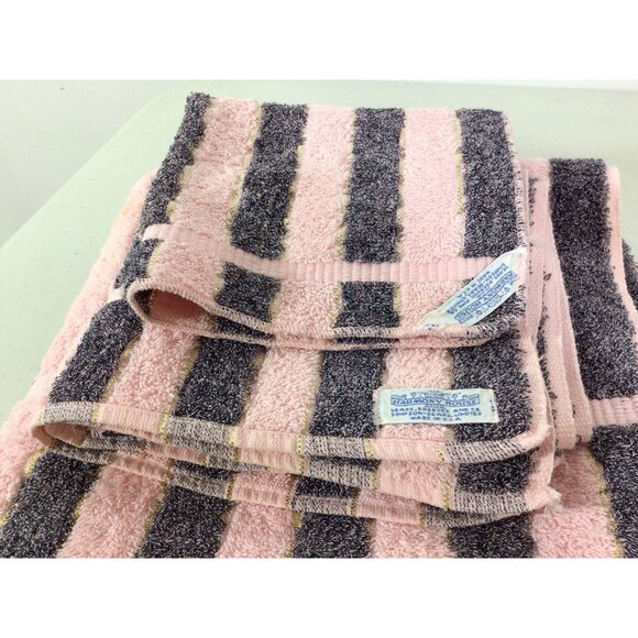 Vintage Harmony House Pink Stripe Towel Set of 3 - Picture 4 of 6